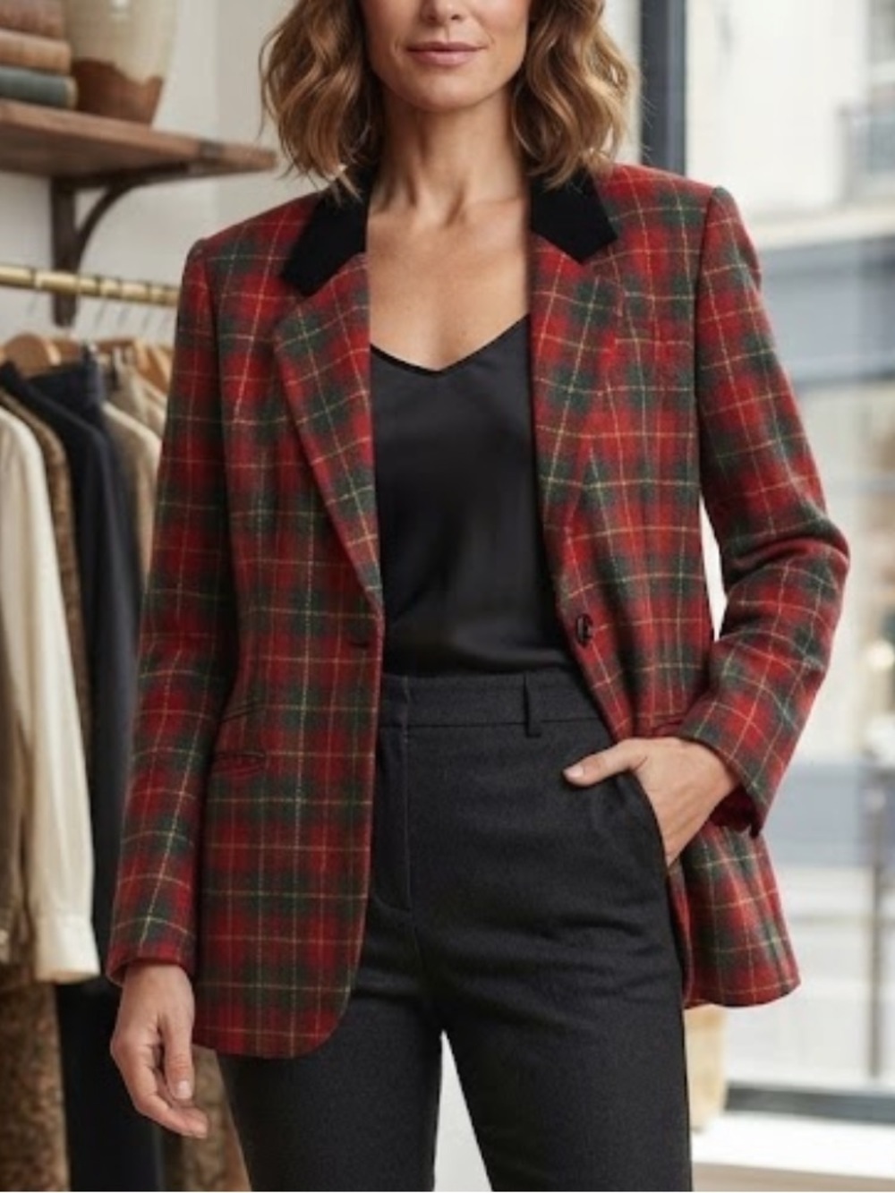 Vintage Sag‎ Harbor Plaid Blazer